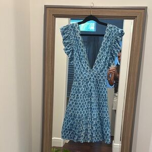 Oliphant Blue and Orange Floral Dress